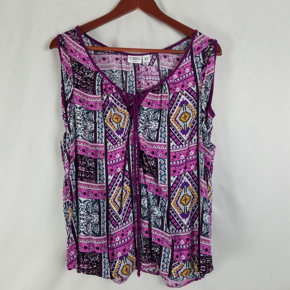 Cato Shirt Womens 18 / 20W Multicolor Top Short Cold Sholder Sleeve Blouse